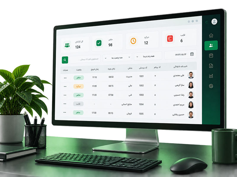 امکانات نرم افزار حضور و غیاب آنلاین: مانیتورنگ تردد